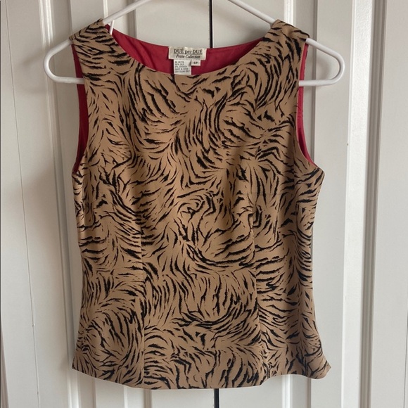 2 Piece Stylish Animal Print Tank Top and Jacket Tan & Black - Picture 2 of 7